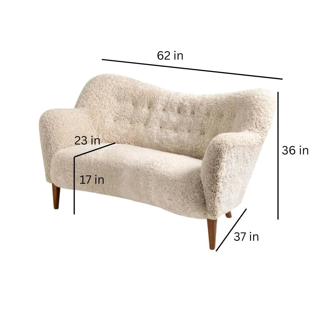 Scandinavian Sheepskin Sofa Loveseat