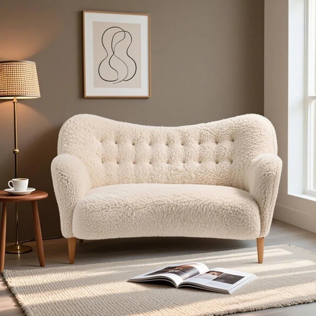 Scandinavian Sheepskin Sofa Loveseat