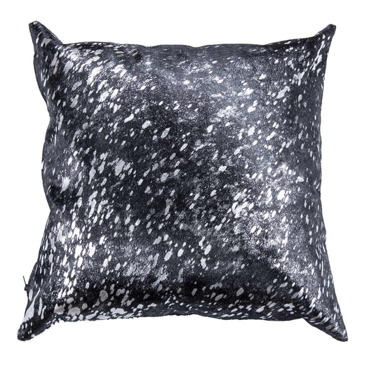 Silver on Black Based Double Sided Pillow Case - Rodeo Cowhide Rugs17x 17 in