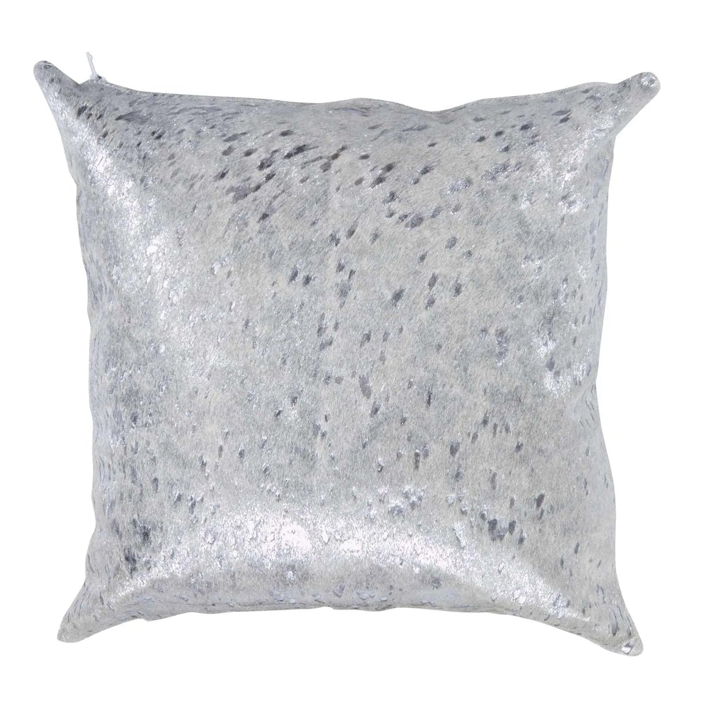 Silver on White Based Cowhide Pillow Case