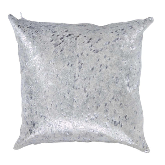 Silver on White Based Cowhide Pillow Case - Rodeo Cowhide Rugs16x16 in