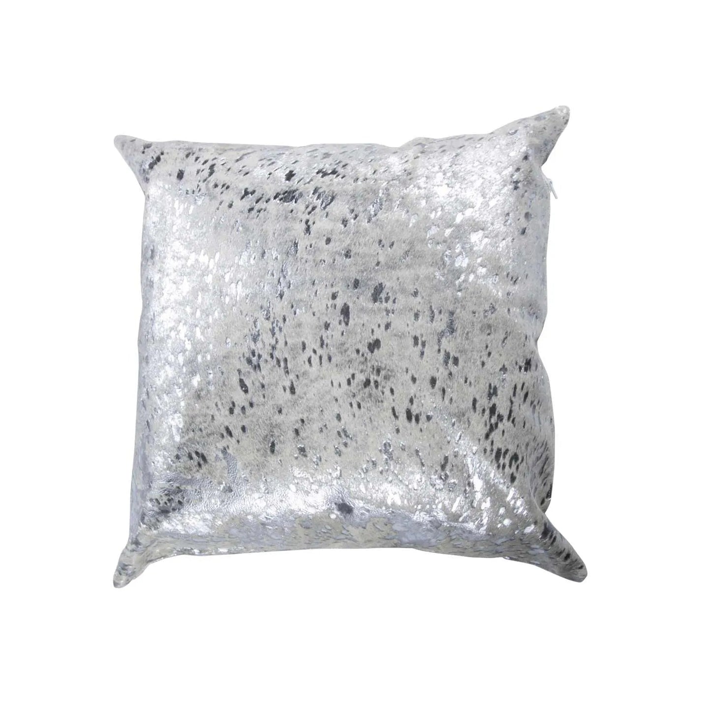 Silver on White Based Cowhide Pillow Case