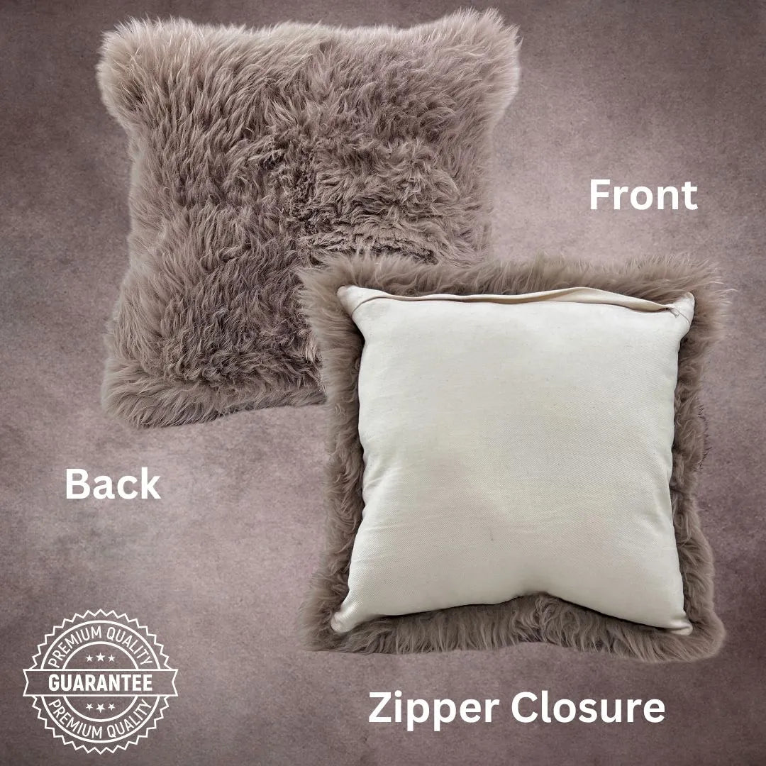 Taupe Sheepskin Pillow Cover - PL140