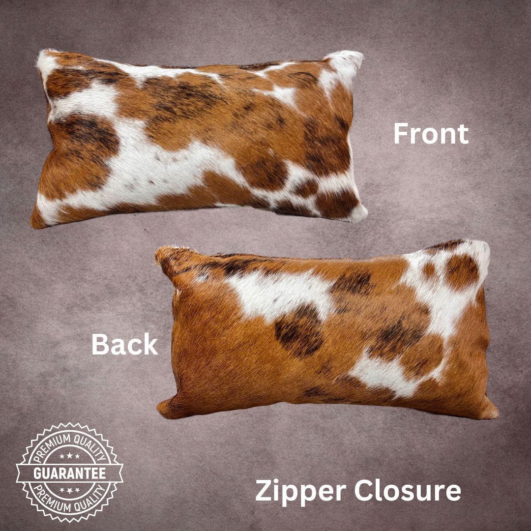 Tricolor Cowhide Pillow Cover - PL025 - Rodeo Cowhide Rugs