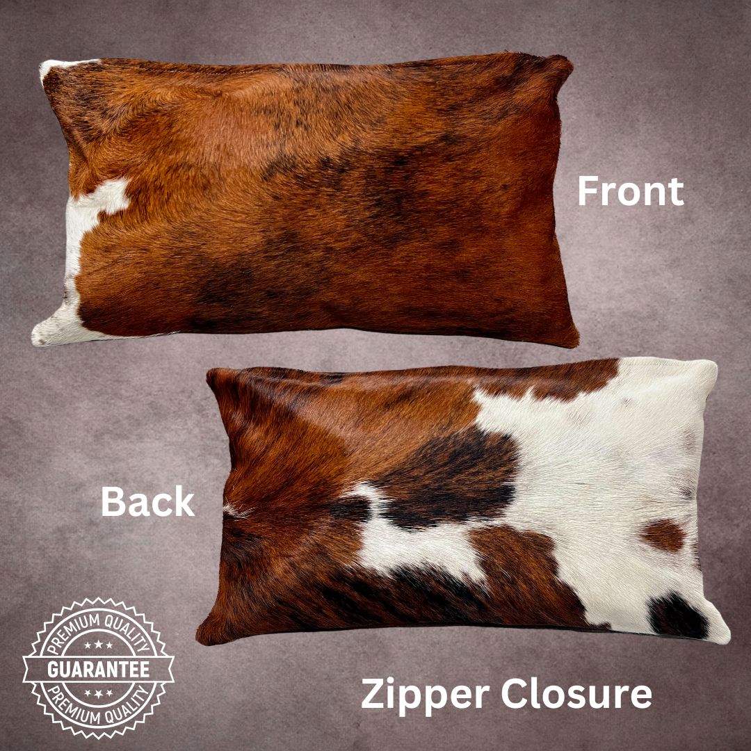 Tricolor Cowhide Pillow Cover - PL052 - Rodeo Cowhide Rugs