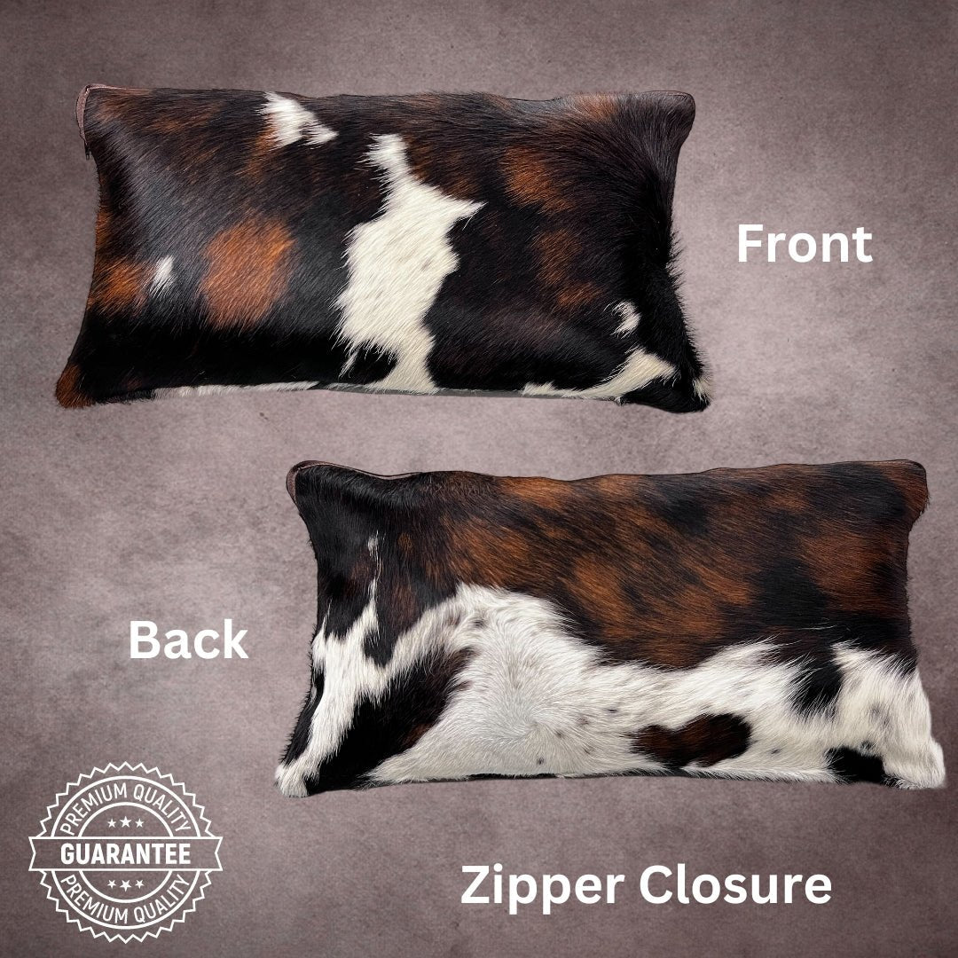 Tricolor Cowhide Pillow Cover - PL055 - Rodeo Cowhide Rugs