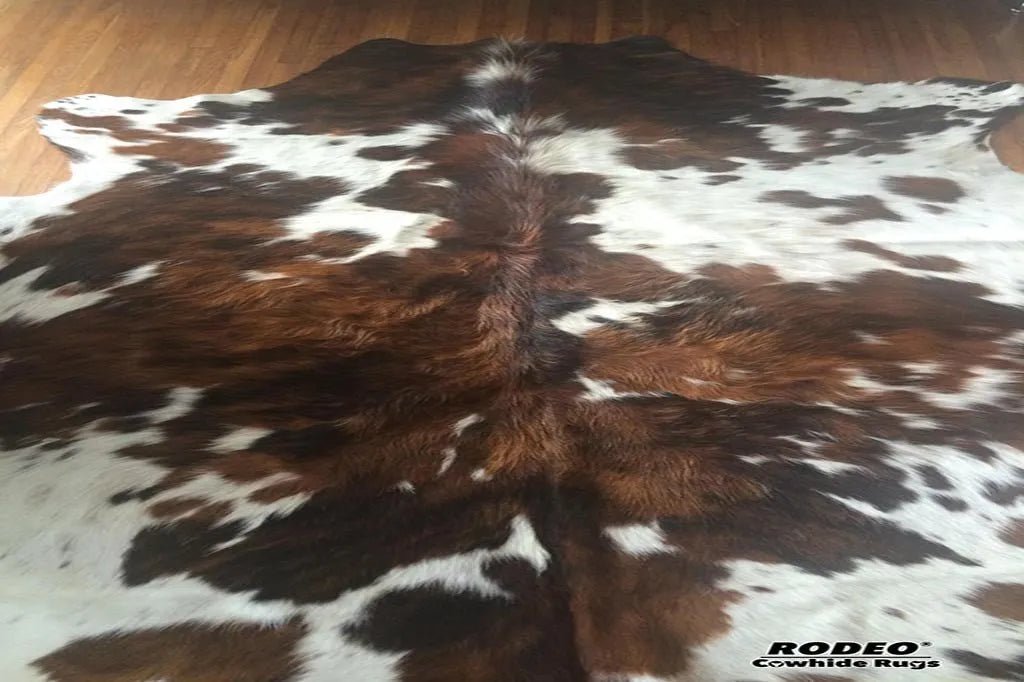 Rainbow Rug Rodeo Tricolor Rodeo Cowhide Rug Large