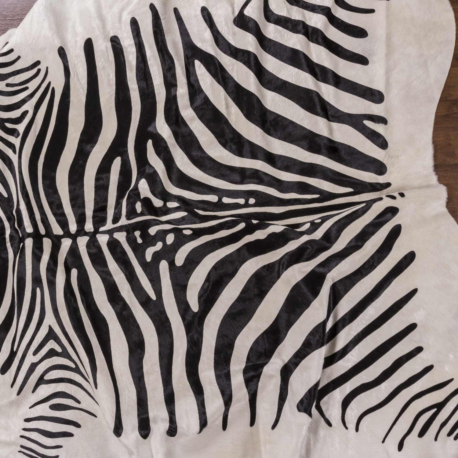 Zebra Africa Print Cowhide Rug - Rodeo Cowhide RugsWhite Based