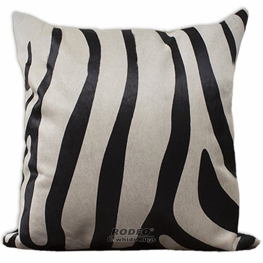 Zebra Print Cowhide Pillow Case - Rodeo Cowhide Rugs22 x 22 in