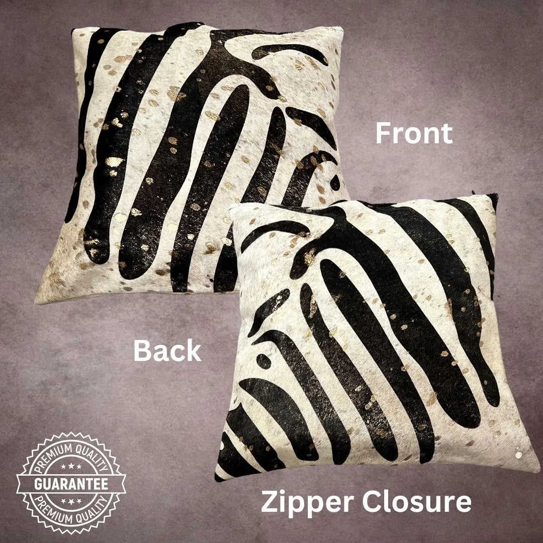 Zebra Printed Cowhide Pillow Cover - PL032