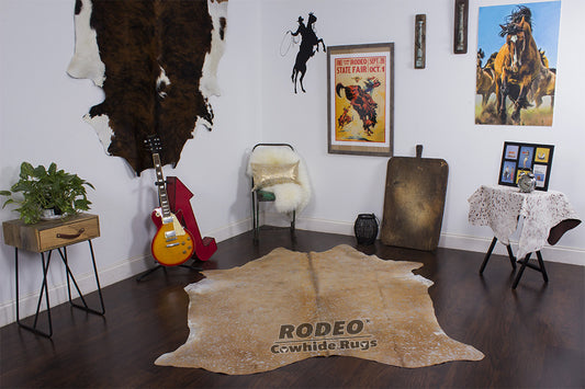 Brownie Acid Wash Rodeo Cowhide Rug 7'3" x 5'6" ft - 1612 - Rodeo Cowhide Rugs
