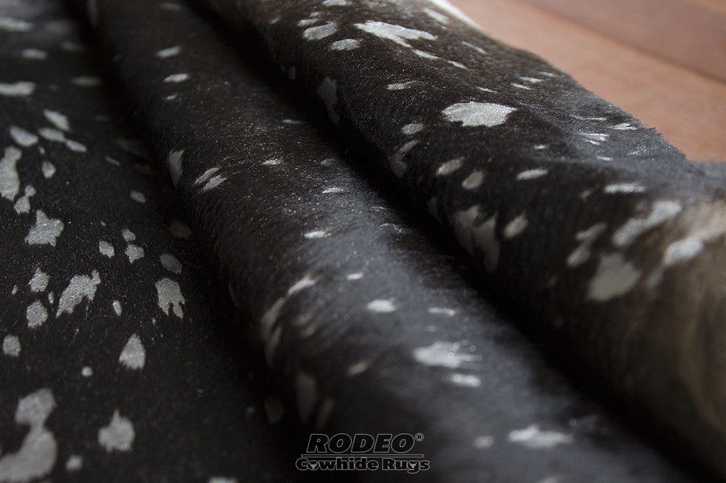 Silver & Black Acid Wash Calfskin - Rodeo Cowhide Rugs