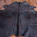 Blue Acid Washed on Black Cowhide Rug - Rodeo Cowhide Rugs