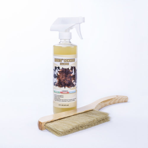 Rodeo Cowhide Soft Bristle Brush/Shampoo Rug Cleaner Combo - Rodeo Cowhide Rugs
