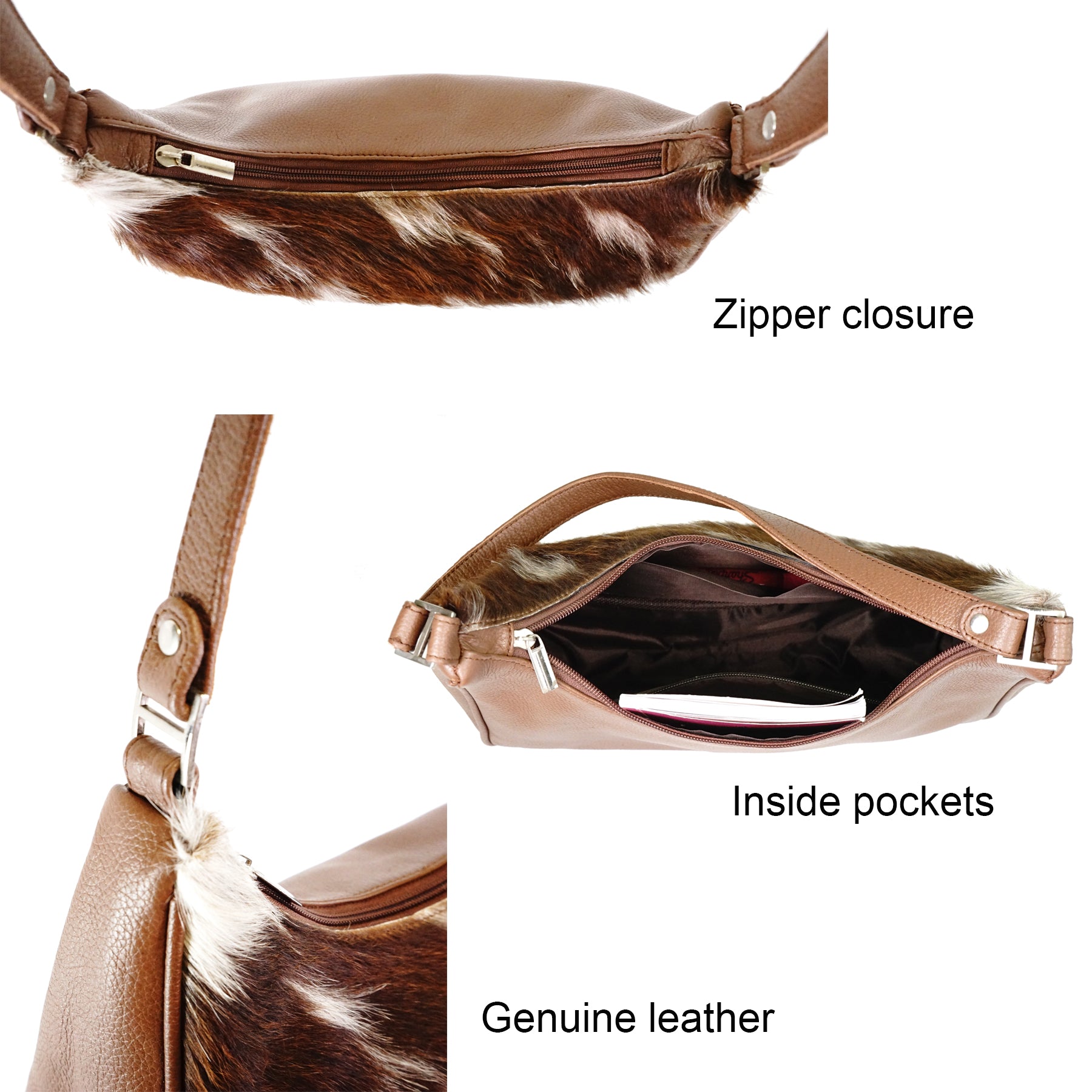 Genius leather hair on cowhide women's shoulder bag - Rodeo Cowhide Rugs
