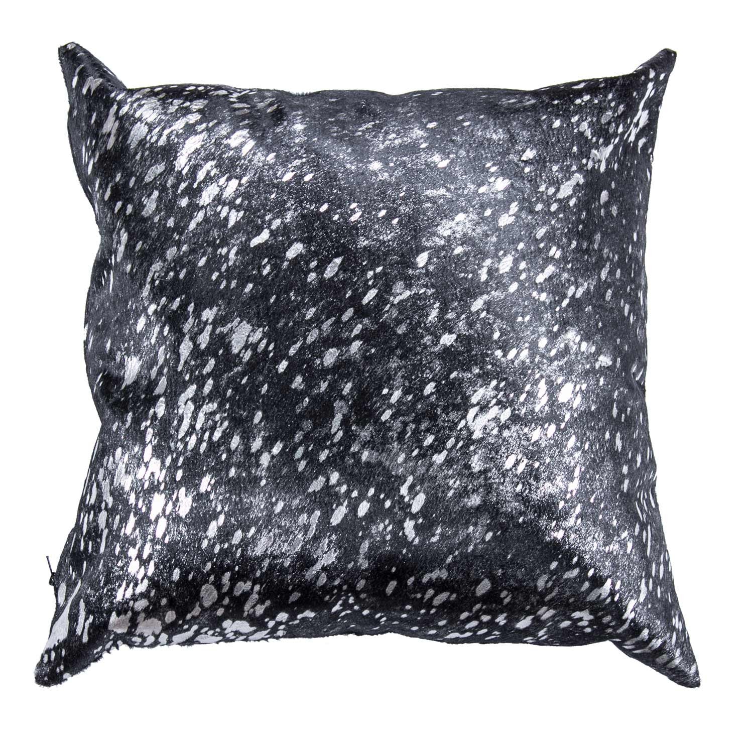 Silver on Black Based Double Sided Pillow Case - Rodeo Cowhide Rugs