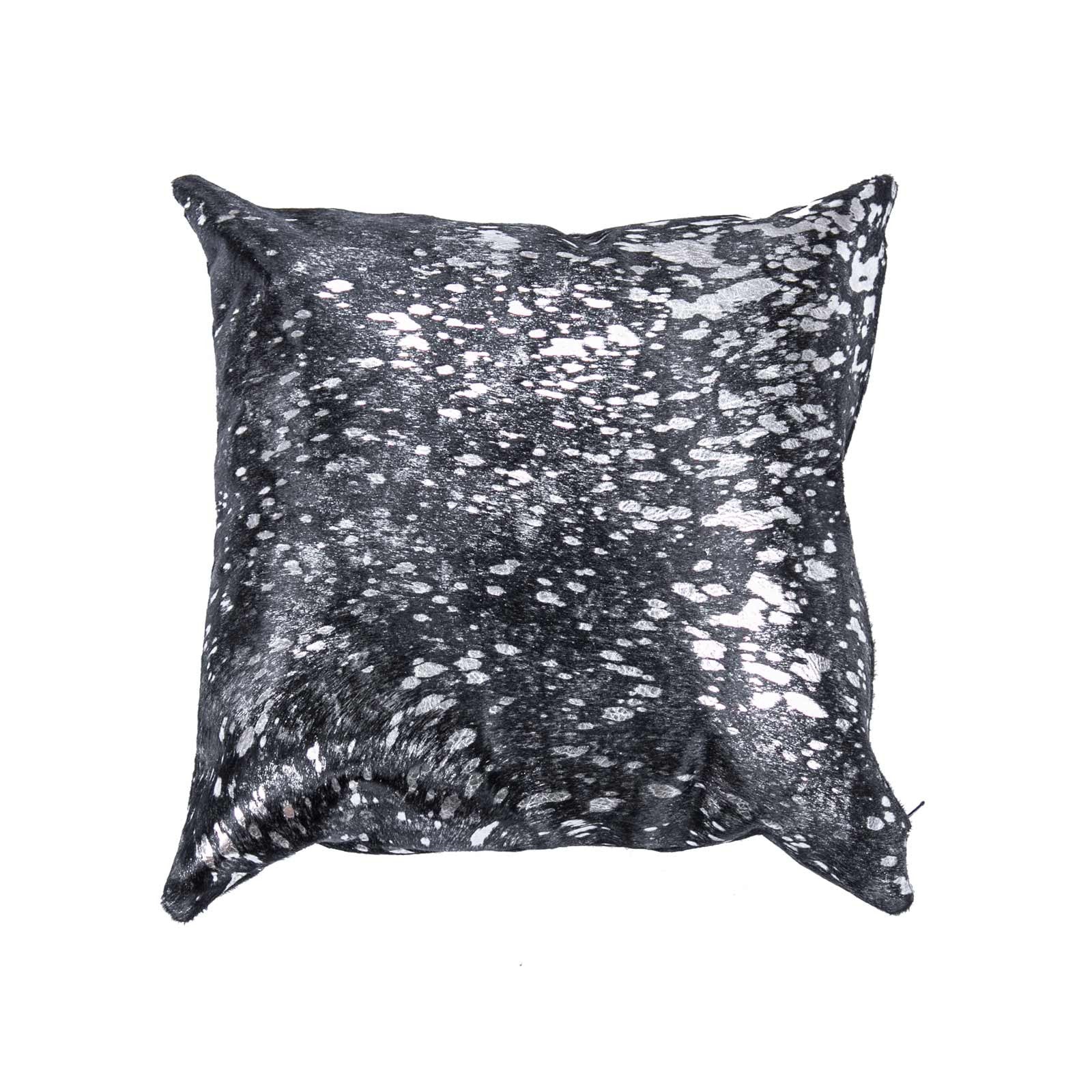 Silver on Black Based Double Sided Pillow Case - Rodeo Cowhide Rugs