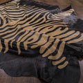 Brown on Black Zebra Cowhide Rug - Rodeo Cowhide Rugs